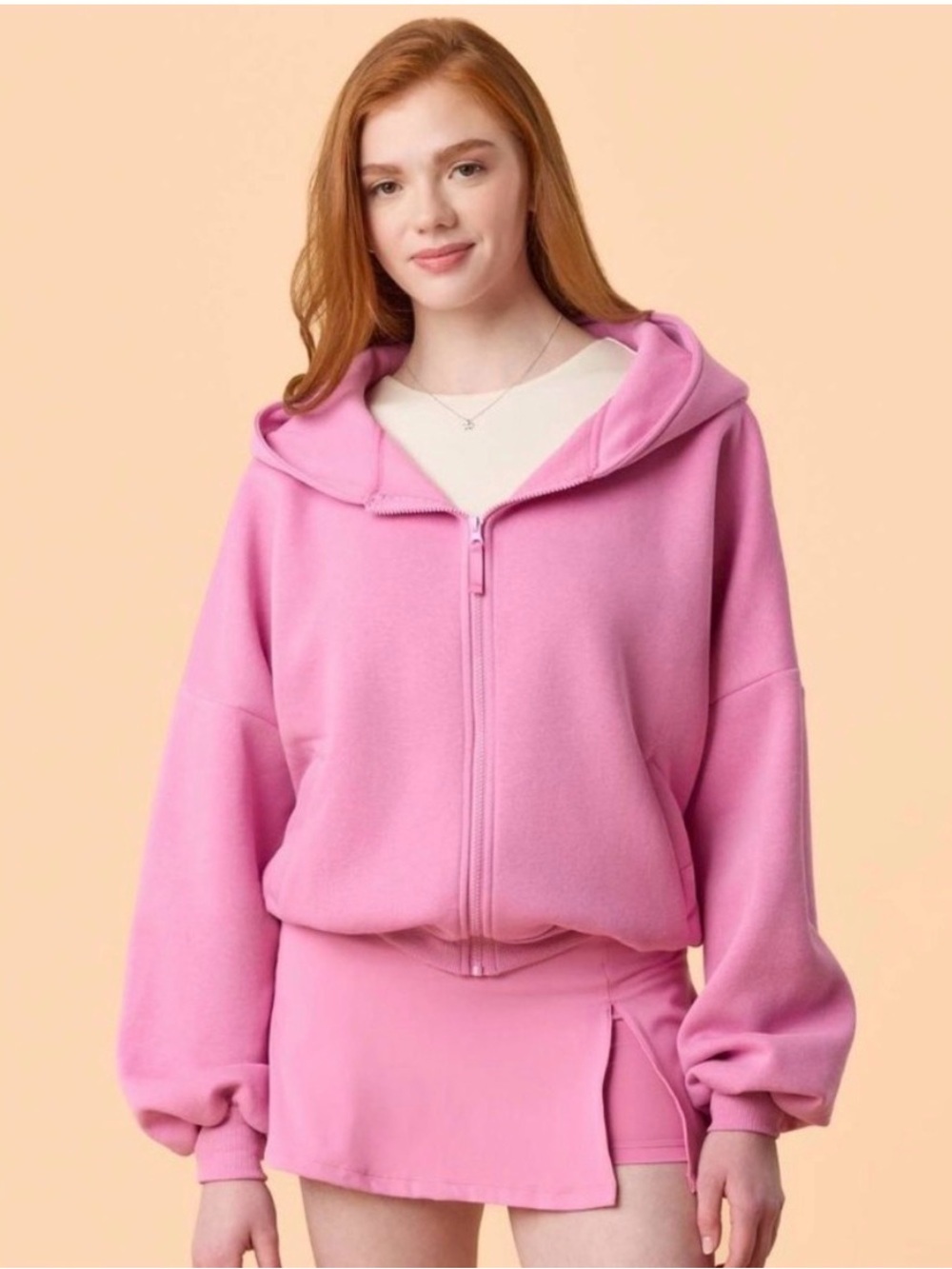 NWT! Blogilates Women's Marshmallow Full Zip Hooded Sweatshirt - Pink XS NEW!